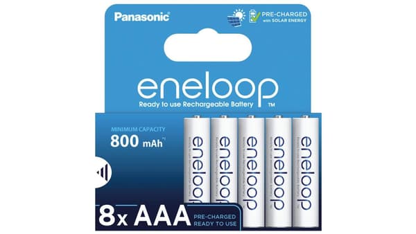 1x8 Panasonic Eneloop Micro AAA 800mAh Ni-MH BK-4MCDE/8BE