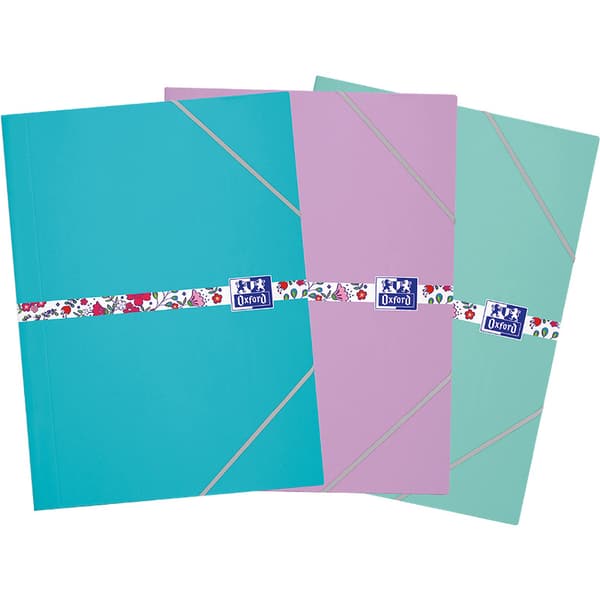 Papmappe med elastik Oxford Floral Pastel A4 mix af farver