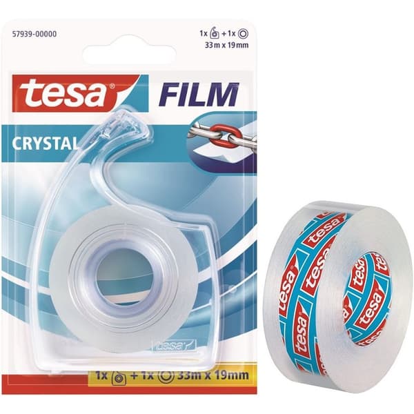 Tesa Film Crystal Kontorstejp 19mm/33m+ Hållare
