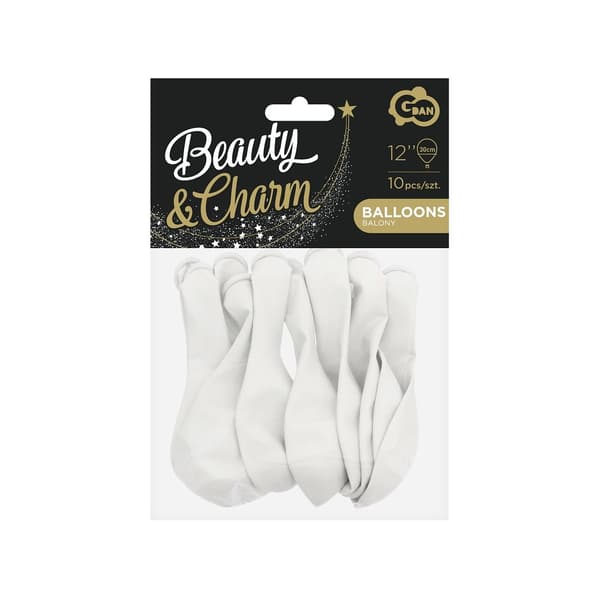 Skönhetsballonger & Charm pastellvit 12\"/10st CB-1PBI