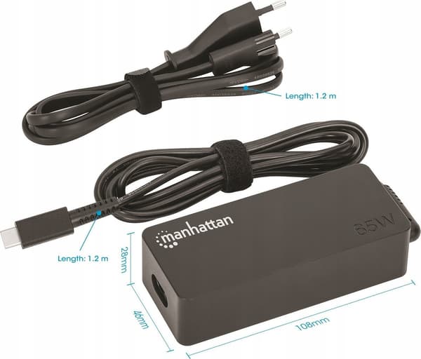 Bærbar adapter USB-C 65W Power Delivery 3.0 Batterioplader