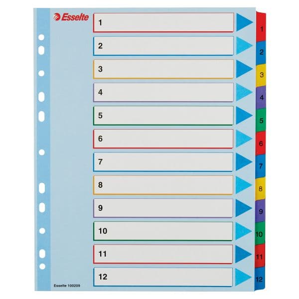 Esselte Register til A4 Mylar med beskrivende side 1-12 numerisk (10K200B)