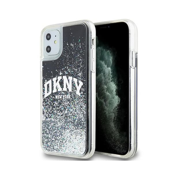 DKNY etui til IPHONE 11 DKHCN61LBNAEK (DKNY HC Liquid Glitters W/Arch Logo) sort