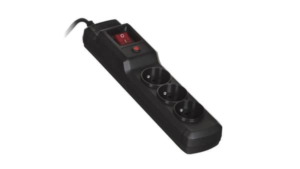 Strømskinne Activejet Combo overspændingsbeskyttelse 3 stik 3 m sort