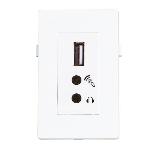 Garbot USB2.0+2x Mini Jack-modul. Vit. 20cm