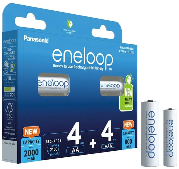 2x4 Panasonic Eneloop Combipack 4xAA + 4xAAA -akut BK-KJMCDE44E
