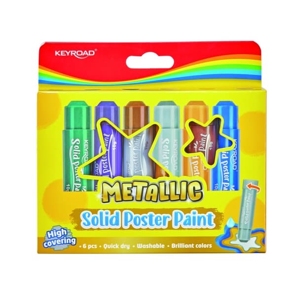 KEYROAD affischfärger metallisk stift 6 färger x 10g