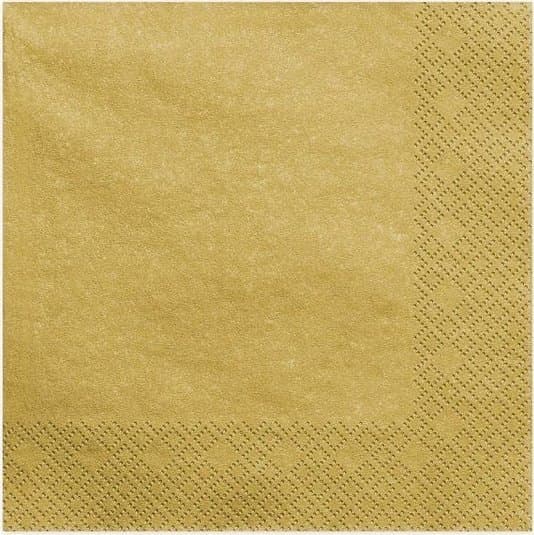Treskiktservetter, guld met., 40x40cm (1 st./20 st.)