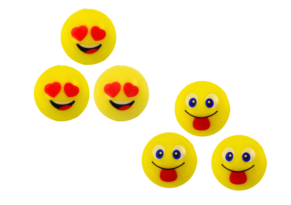 Emoji Keltaiset Kumipallot Setti 6 kpl
