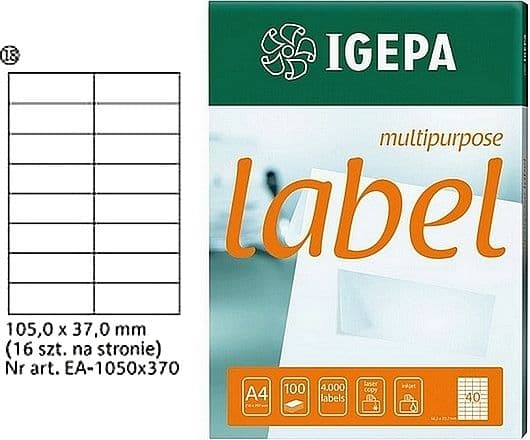 Igepa Etiketter A4 IGEPA 105 X 37.0 MM VIT (100)