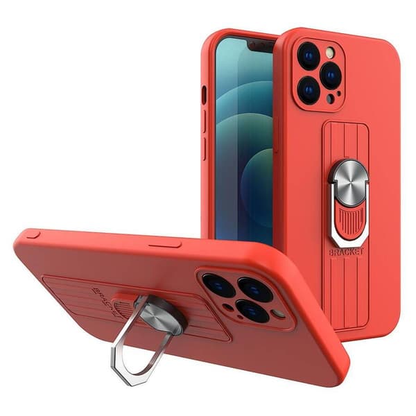 Ring Case Silikonecover med fingergreb og base til Xiaomi Redmi Note 11S / Note 11 rød