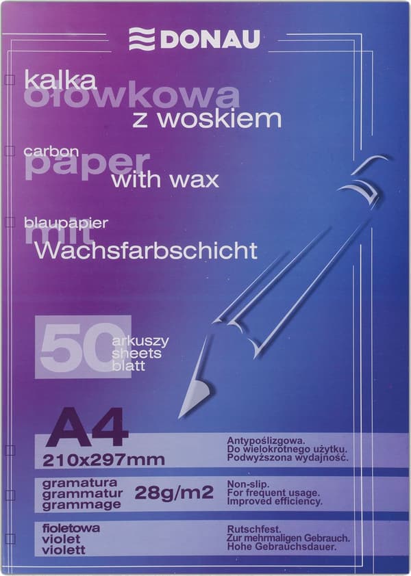 Donau karbonpapper DONAU med vax, A4, 50 st, lila