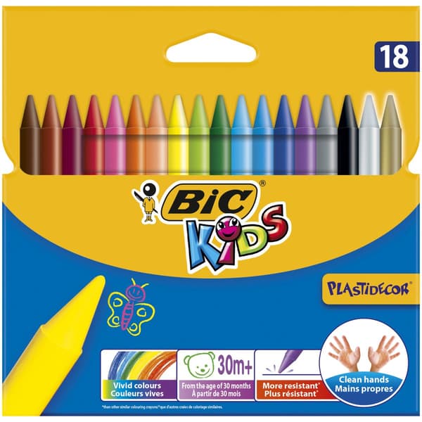 Farveblyanter Plastidecor KIDS 18 farver. bls BIC