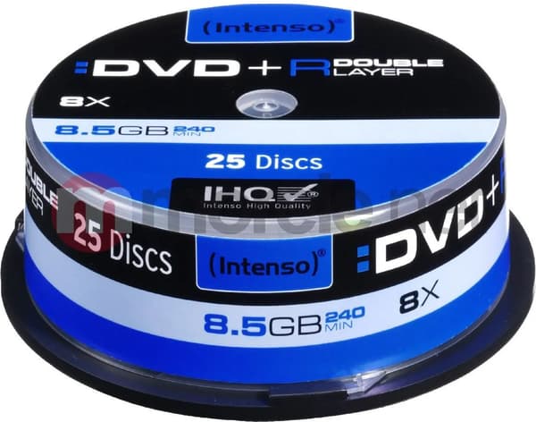 1x25 Intenso DVD+R 8,5GB 8x hastighed, Double Layer Cakebox