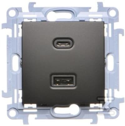 Simon 10 USB-oplader C+A (modul), 30 W, 230V sort CEC2CAQ.01/49