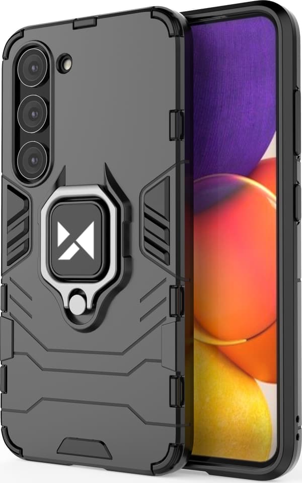 Wozinsky Ring Armor Cover til Samsung Galaxy S23 pansret cover magnetisk holderring sort