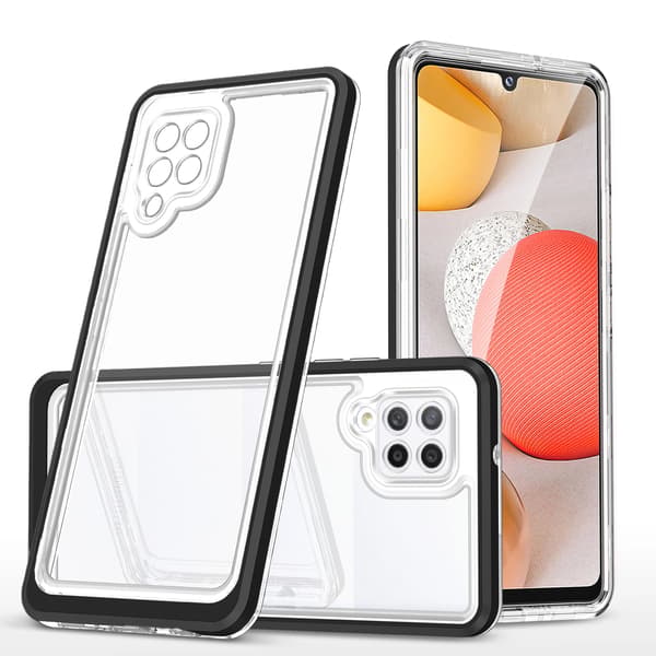 Klare 3-i-1-etui til Samsung Galaxy A42 5G Frame Gel Cover Sort