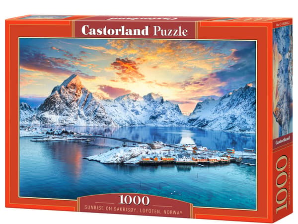 1000 palan palapeli Auringonnousu Sakrisøyllä, Lofootit, Norja C-105366-2
