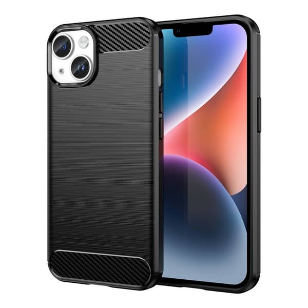 Carbon Cover til iPhone 14 Plus fleksibel gel-bagside sort