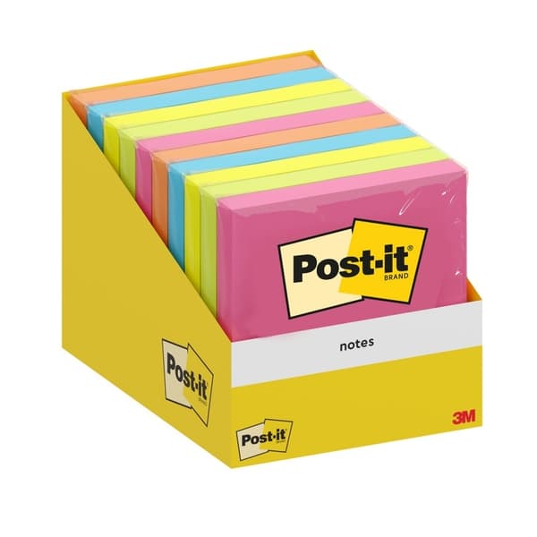 Post-IT sticky notes, 76x76mm, 1x100 kort, p10 farvemix