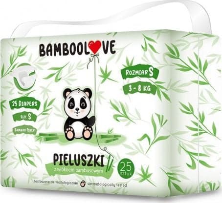 Bamboolove Bleer med bambuspatron S, 3-8 kg, 25 stk.