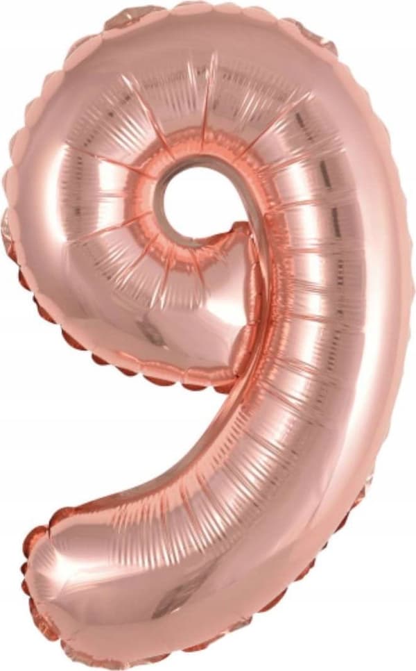 Folieballong mini nummer 9 rosa guld 30x40cm 9909697