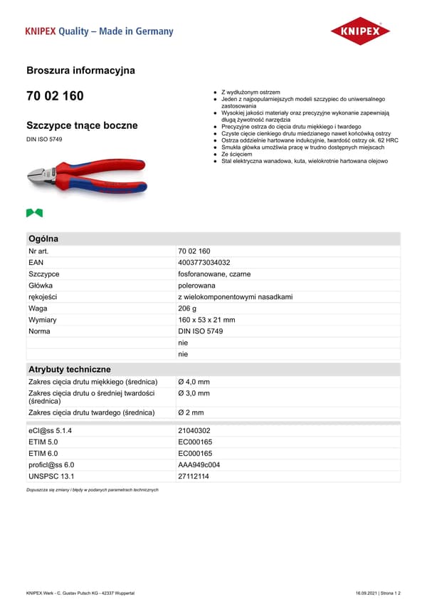 Hohtimet Knipex KP-7002160