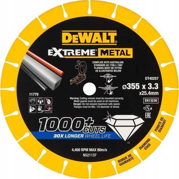 DEWALT SKIVE METAL 355x3,3x25.4mm DIAMANT