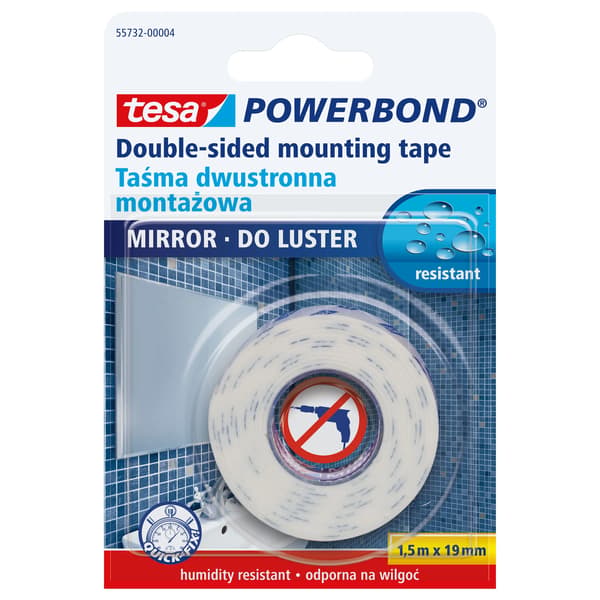 Monteringstape powerbond bredde 19mm længde 1,5m til spejle