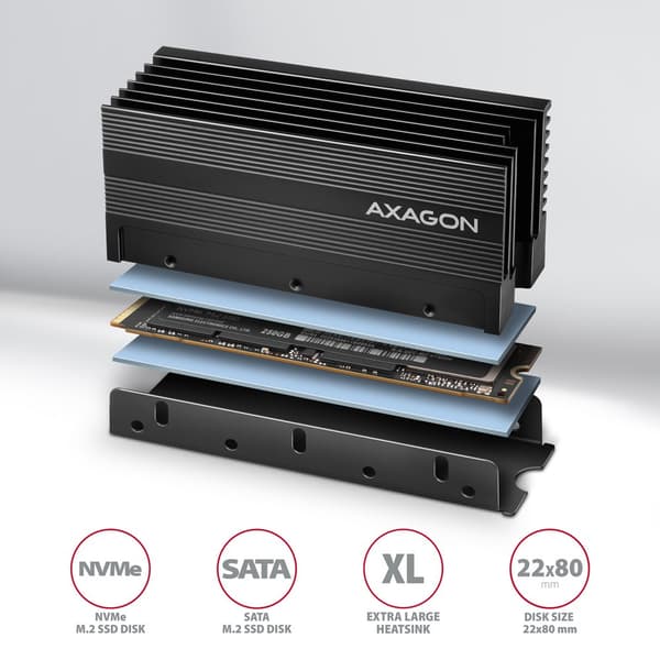 AXAGON CLR-M2XL passive - M.2 SSD, 228