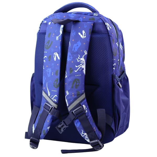 Skolerygsæk Dinosaurer Patch T-Rex Brystrem Marineblå 20L