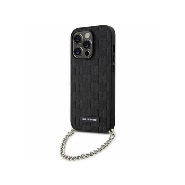 Karl Lagerfeld KLHCP14XSACKLHPK iPhone 14 Pro Max 6,7\" sort/sort hardcase med Saffiano-monogramkæde