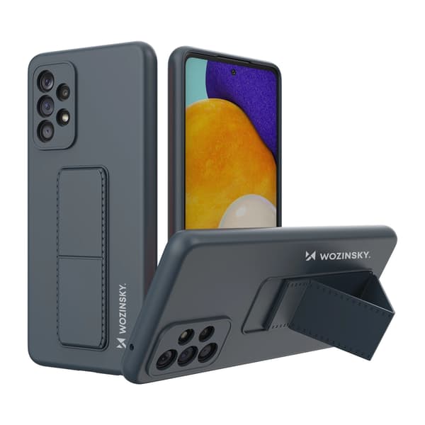 Wozinsky Kickstand Case Silikonfodral med stativ för Samsung Galaxy A73 Marinblå