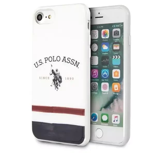 US Polo USHCI8PCSTRB iPhone 7/8/SE 2020 / SE 2022 hvid/white Tricolor Pattern Collection