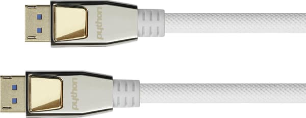 PYTHON Python DisplayPort 2.0-kabel, nylonflettet, hvid, 0,5 m
