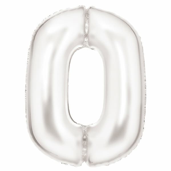 Folieballon tal 0 satin hvid 86cm 9917292