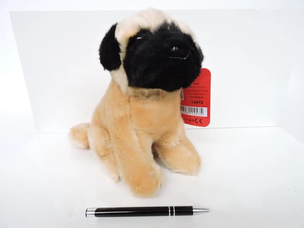 Maskot Hund Siddende Mops 20cm