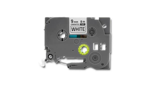 Qoltec Tejp för BROTHER TZE-221 | 9mm x 8m | Vit/Svart tryck