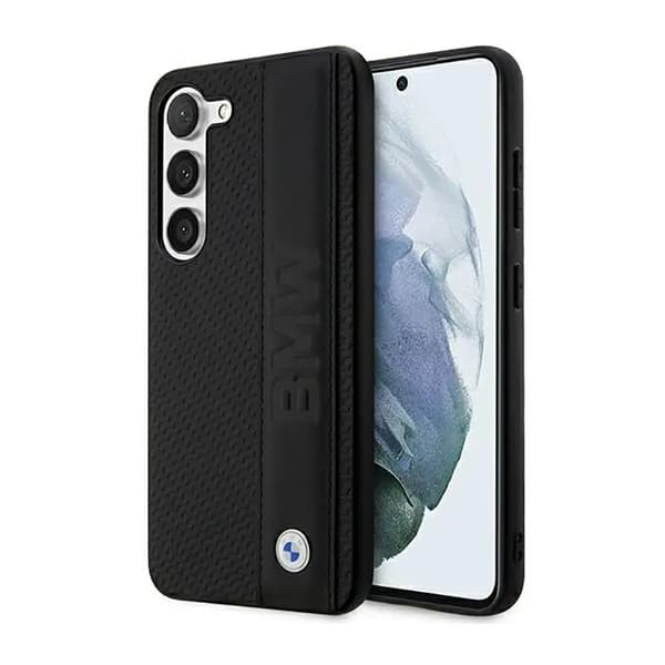 Originalt BMW Hardcase BMHCS23M22RDPK til SAMSUNG S23 Plus (Tekstureret og stort logo stribe / sort)