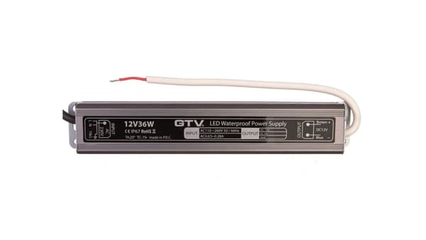 Vedenpitävä led-muuntaja, 36W, IP 67, DC12V