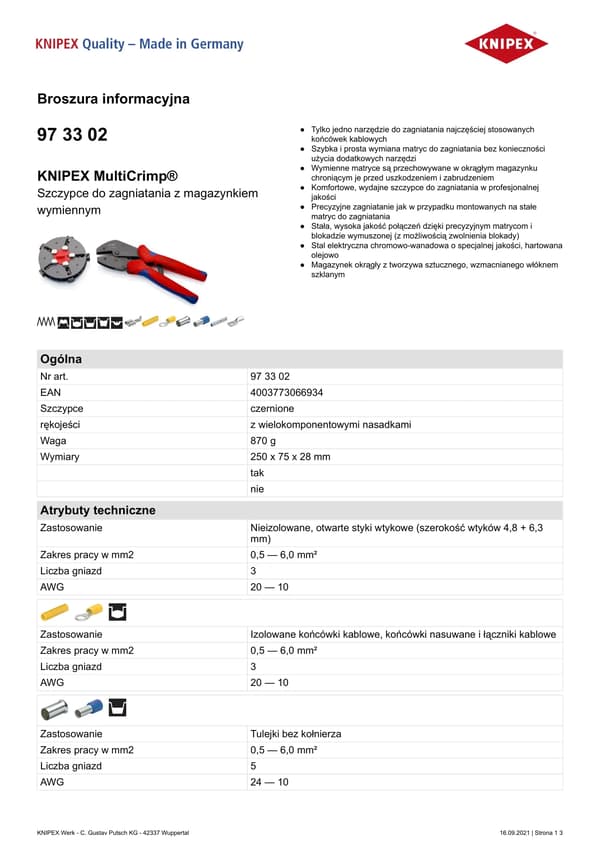 KNIPEX MultiCrimp 250 mm