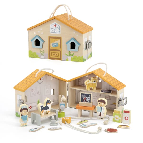 Viga Toys Trä Djurklinik Sjukhus Veterinär