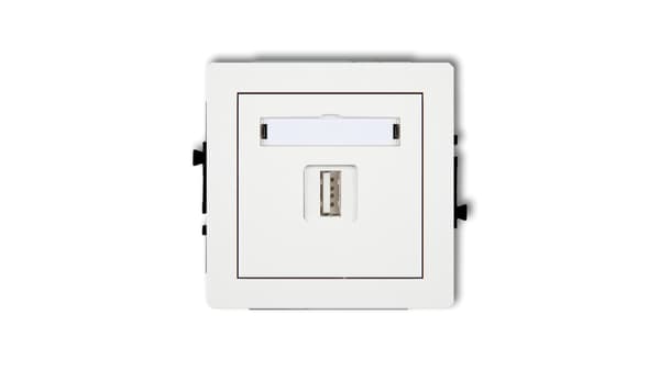 DECO Enkelt USB-oplader mekanisme, 5V, 1A, mat hvid 25DCUSB-1