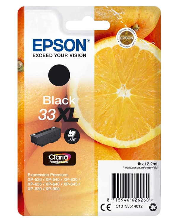 Alkunperäinen mustepatruuna Epson C13T33514012 12,2 ml Musta