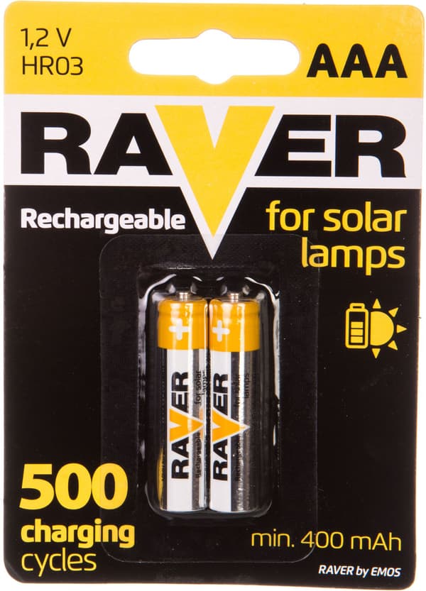 Solcellebatteri NiMH Raver Solar AAA (R03) blister B7414