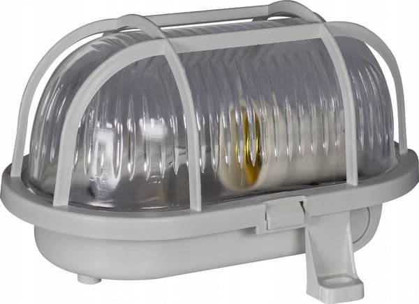 Kanalarmatur OVAL 60W E27 med nätplast IP44 grå D.3151S
