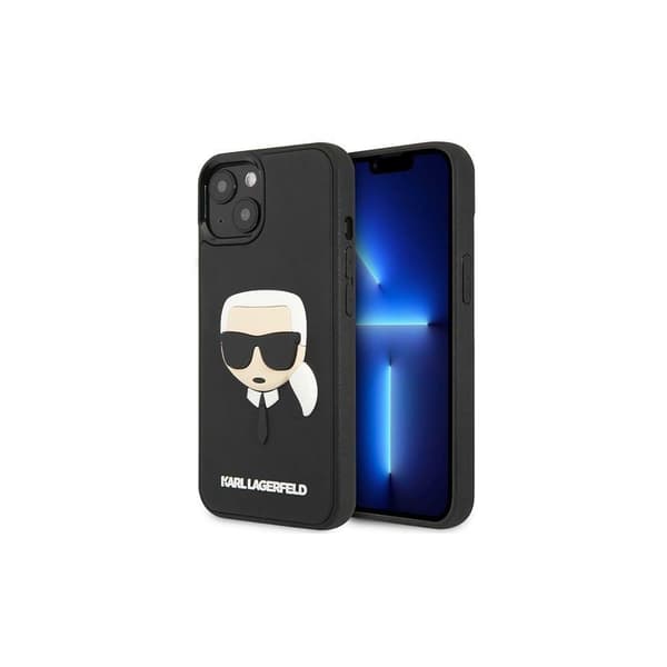 Karl Lagerfeld KLHCP14MKH3DBK iPhone 14 Plus 6,7 \"sort / sort Hardcase 3D Gummi Karl's Hoved