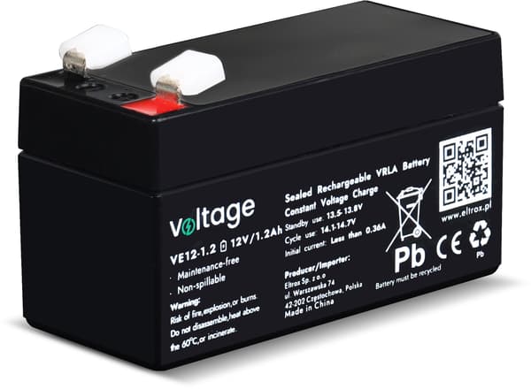 Batteri AGM Spænding 12V 1.2Ah VE12-1.2