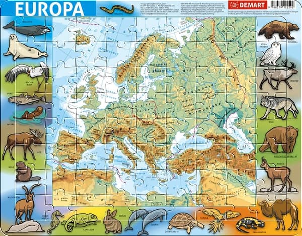 Ramme puslespil - Fysisk Europa