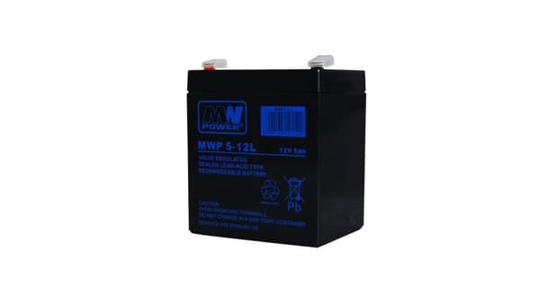 AGM-akku 12-15 vuotta 12V/5Ah MWP 5-12L